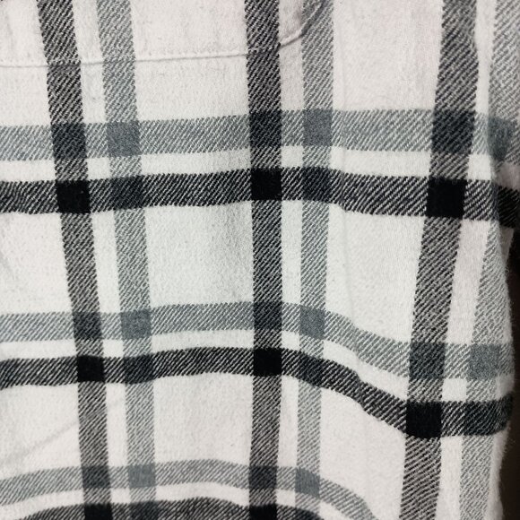 American Eagle Super Soft Plaid Flannel Shirt Mens M White Gray Grunge Casual - Picture 6 of 7